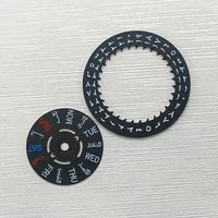 Black Date Week Wheel NH35 NH36 Movement Arabic Movement Dial Fit for NH35 NH36 Automatic Movement Crown at 3.0 or 3.8 oclock