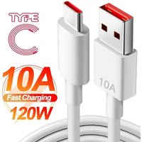 10A Type C Fast Charging Cable for Samsung Xiaomi Huawei Honor USB C Data Cord 2m Fast Charger USB Cable 120W