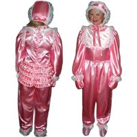 French Sissy New Pink Lovely One-piece Satin Children's Servant Apron Hat Gloves Full Set of Clothing Customization