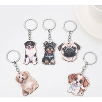 Creative Cartoon Dog Key Chain Wooden Golden Retriever Pug Border Collie Corgi Dachshund Dogs KeyChain Bag Decoration