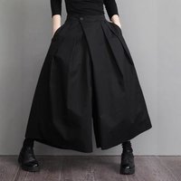 High Waist Wide Leg Pants Loose Fit Black Casual Trousers Women's Polyester Fiber Gentle Style Spring Season Chinese Made