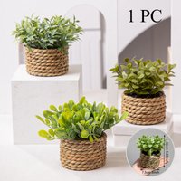 Green Artificial Plants Eucalyptus Grass Woven Small Potted Plants Grass Mound 11cm PE Material Home Decoration