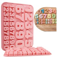 1 Silicone Number 0-9 Cake Mold, Chocolate Candy Mold, Birthday Candle Cake Decoration Tool, Baking Tray Decoration Mold