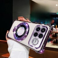 for Xiaomi 17T Shockproof Glitter Magnetic Bracket Holder Plating Case for Xiaomi 17T Xiaomi17t 17 Pro Max 17 Ultra Stand Cover