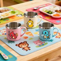 Pokemoned Stainless Steel Cup Cartoon Anime Double-layer Heat-resistant Water Cups Anti Drop Coffee Milk Mug Toothbrush Cup Gift