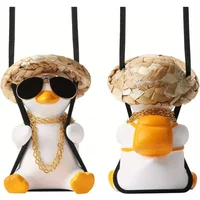 Cute Swinging Duck Car Pendant Auto Rearview Mirror Hanging Ornament Interior Decoration Accessories Swing Duck Laryard Keychain
