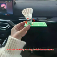 Rotating Badminton Car Ornament Creative Shuttlecock Dashboard Decor Shaking Toy For Badminton Fans Car Decoration