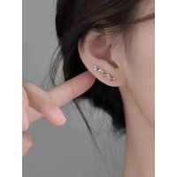 New 925 Sterling Silver Earrings Colorful Zircon Shiny Geometric Shape Earrings Personality Charm Woman Exquisite Accessories