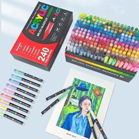 GuangNa 12-240Colors Acrylic Paint Pen Markers Acrylic Felts Brush Tip Paint Markers For Wood Rock Painting Canvas Gift 8101