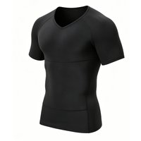 Men V Neck Compression Shapewear Shirt Gynecomastia Chest Shaper Slimming Undershirt Tummy Control Body Shaper Top