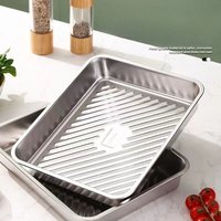 304 Stainless Steel Covered Dumpling Tray Rectangle Serving Platter with Lid Food Carrier BBQ Grill Pan Meal Prep Container