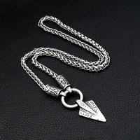 Retro Rune Spearhead Pendant Necklace Nordic Viking Celtic Stainless Steel Accessory Mythology Enthusiast Suitable For Unisex