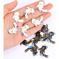 10Pcs Fashion Carp Koi Fish Enamel DIY Charms for Bag Earrings Keychain Necklace Jewelry Making Handmade Pendant Lucky Gift