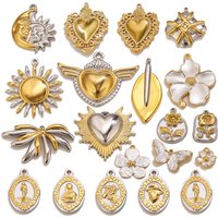 1-5PCS Two Tone Charm Stainless Steel Sun Heart Flower Daisy Pendant Gold Plated Metal Earring Necklace Bracelet Jewelry Making