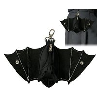 Coin Purse PU Leather Bat Gothic Coin Purse Keychain Handmade gothic hanging bat zipper coin purse with foldable wings