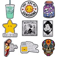 Jesus Brooches For Women Weird Girl Club Enamel Pin Skeleton Bottle Metal Badge Jewelry Clothing Accessories Friends Gift