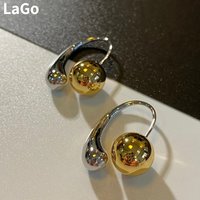 Modern Jewelry Cool Trend 2024 New Metallic Round Bead Teardrop Earrings For Women Party Gifts Ear Accessories Hot Sale
