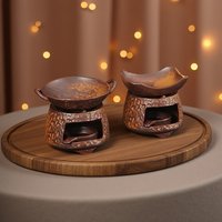 Vintage Ceramic Aromatherapy Burner Diffuser; Tea Roasting Stove; Essential Oil Burner Home Indoor Small Stove; Incense Powder A