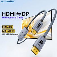 Bidirectional HDMI to DP Cable 4K@60Hz, Active DP to HDMI Adapter for Switch/PS5/Xbox Laptop PC Portable Monitor Converter