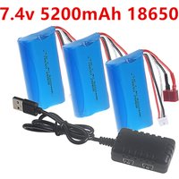 18650 Li-ion Battery 7.4V 5200mAh T Pulg For Wltoys 10428 /12428/12423 RC Car Parts Battery For Wltoys 144001 SCY-16101PRO