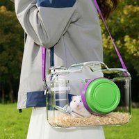 Ventilated Clear Hamster Carriers Water Bottle Adjustable Strap Small Animal Cage Anti-Bite Escape-Proof Guinea Pig Carry Bag