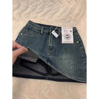 Retro High Waist Denim Skirt Women Summer New plus Size Conceal Belly Slim Pear Shape A-Line Half Body Skirts