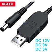 5.5*2.1mm WiFi to Powerbank Cable Connector DC 5V to 12V USB Cable Boost Converter Step-up Cord for Wifi Router Modem Fan