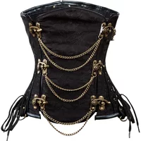Steampunk Corset Underbust Gothic Bustiers for Women Sexy Korset Brown Pirate Cosplay Clothing Renaissance Vintage Corselet Belt
