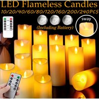 10-240Pcs LED Flickering Candles Wedding Flameless Candle Battery Operated Candles with Remote Control Flickering Candles