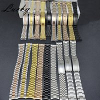 High Quality 20mm Solid Bracelet 904L Solid Stainless Steel Strap Brushed Polished Oyster Bracelet Folding Buckle Sliding Lock