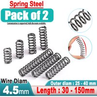2 Pcs 4.5mm Spring Steel Compression Springs OD: 25/26/27/28/29/30/32/34/35/36/38/40mm, Length: 30mm-150mm, Customizable