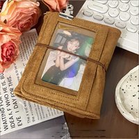 Retro coffee canvas small notebook M5 card album three-fold loose leaf schedule plan binder portable notepad