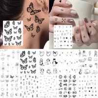 1 Sheet Butterfly Cat Whale Temporary Tattoos For Women Finger Neck, Fake Tattoo Stickers Long Lasting Realistic Tatoo Daily Use