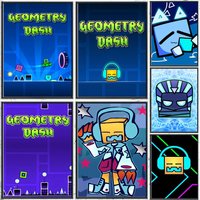 Game Geometry Dash Poster Premium Waterproof Aesthetic Wall Art Designed for Office Bedroom Bar Home Decor HD Print