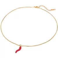 Minar 2024 Hot Sale Red Color Enamel Chili Pendant Necklaces for Women Girl Titanium Steel 18K Gold PVD Plated Box Chain Chokers