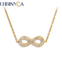 UHBINYCA Fashion Stainless Steel Zirconia Moebius Strip Pendant Necklace for Women Exquisite Romantic Jewelry Girlfriend Gift