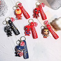 Cartoon Spiderman Silicone Keychains Marvel Superhero Pendant Keyrings Jewelry Keyholder for Bag AccessoriesChristmas Gift