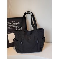Casual Canvas Tote Bag Women's Large Capacity Handbag Commuter Bag Simple Match Leisure Single Shoulder Bag Korean Style