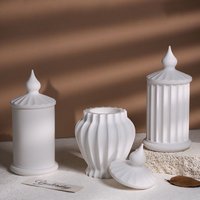 2pcs/Set Roman Column Cement Candle Jar Mold Concrete Pen Holder Silicone Mold Retro Striped Flowerpot Plaster Epoxy Clay Mold
