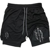 Solo Leveling Print 2in1 Running Workout Shorts for Men Gym Performance Compression Shorts with Phone Loop Athletic Activewear