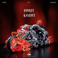 Flame Motorcycle Model Blocks Set, Ghost Rider Style Bike with Display Stand, Advanced DIY Gift for Adult Collection