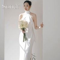 Sondr Customized Simple Halter Korean Wedding Dresses Photo Shoot Satin Elegant Bridal Party Gowns Backless 2026 Snap Dresses