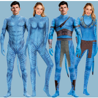 carnival Avatar Cosplay Costume Carnival Movie Themed 3D Digital Print Elastic Zentai Pet Suit Purim Catsuit Blue Alien Bodysuit