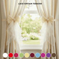 Elegant Lace Curtain Bow Tiebacks Dreamy Style Solid Color Window Curtains Binding Rope Bow-knot Design Belt Tied