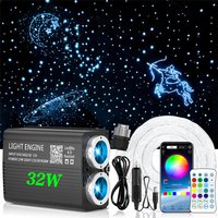 32W RGBW Glasfaser-Sternenhimmel-Beleuchtung für Auto, Bluetooth-App-gesteuertes Sternenlicht-Kit mit Musik-Sync-Modus & Fernbedienung, Funkelnder Effekt Auto-Innenraum-Ambientebeleuchtung, DC12V