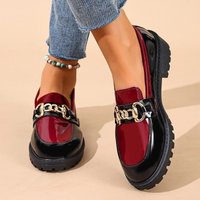 Multicolor Metal Buckle Loafers Autumn New Round Toe Deep Mouth Spliced Soft Sole Low Top Single