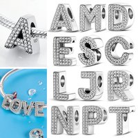 Charms Original 925 Sterling Silver A-Z Alphabet 26 Letters Charms Beads Fit Bracelet DIY Charm for Women Girl Fine Jewelry Gift