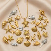 5pcs PVD Gold Plated Stainless Steel Summer Conch Shell Ocean Charms For DIY Jewelry Making,Bracelet Necklace Charms Accessories