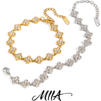 Miia Exquisite Cubic Zirconia Temperament 18K Gold Plated Stainless Steel Flower Chain Bracelet Women's Jewelry Wholesale