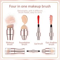 4-in-1 Multifunctional Makeup Brush Set - Professional Portable Foundation Blush Eyeshadow Lip Brushes Travel Kit with Case